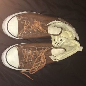 Leather Converse Sneakers, Hide Brown